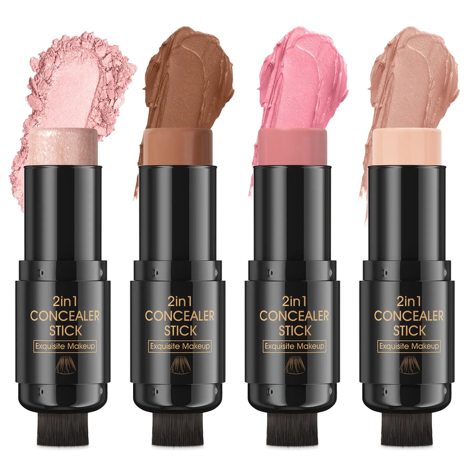 2 Pcs 3-In-1 Cream Blush Contour Highlighter Stick for Cheeks Eyes Lips Lightweight Dewyfinish Blush Stick Waterproof Long Lasting Contour Stick Trio Wand Face Makeup Setfor Girls and Women,Valentine'S Day Gift