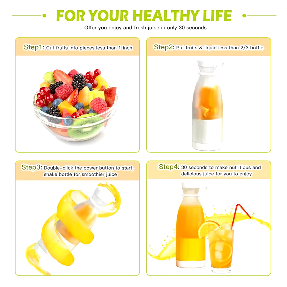 Experience Freshness on the Go with Our Mini Fast Juice Juicer - 6-Blade USB Rechargeable Smoothie Blender