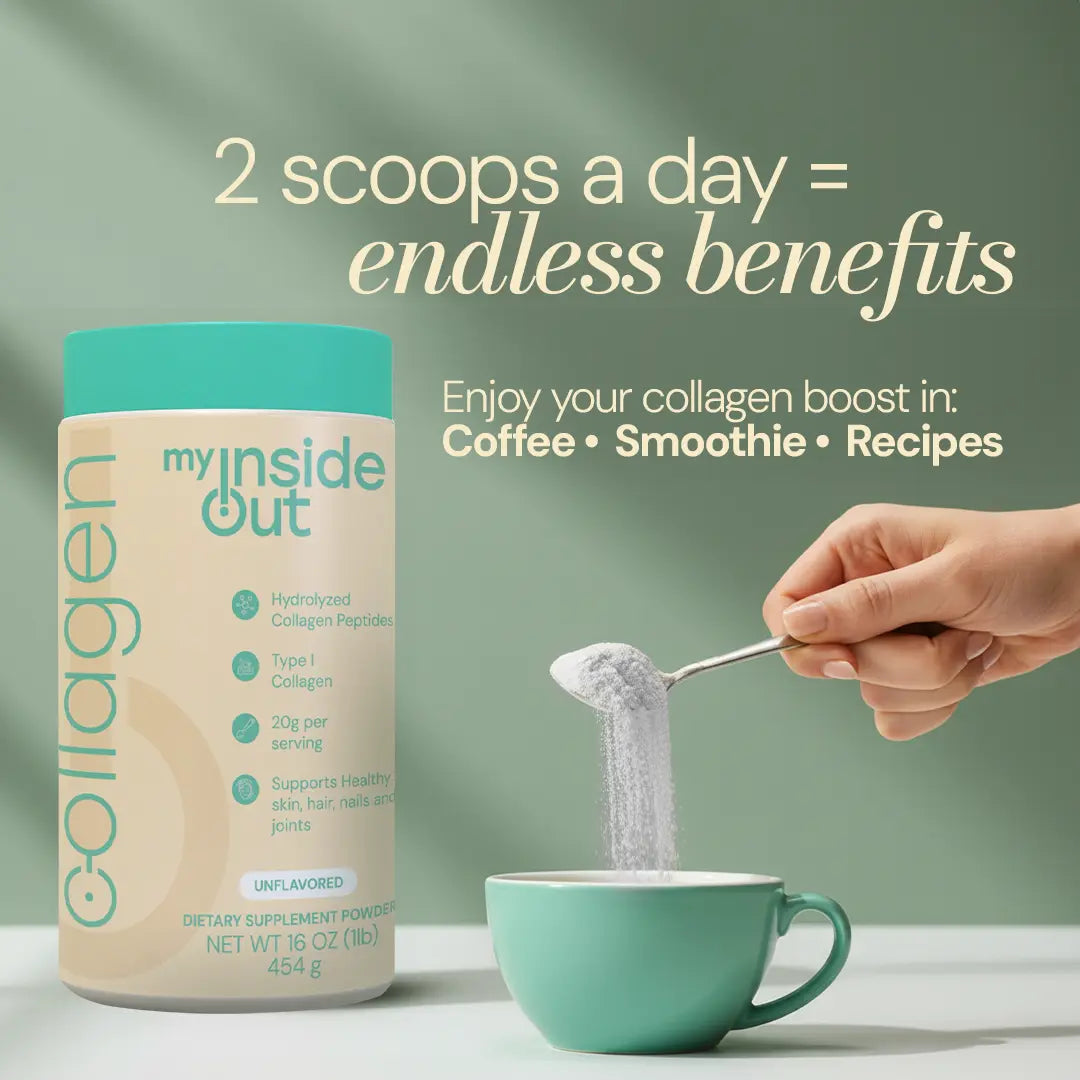 Elevate Your Wellness with Myinsideout Collagen Peptides Powder – Unflavored, Grass-Fed, and Packed with 20G Protein per Serving!