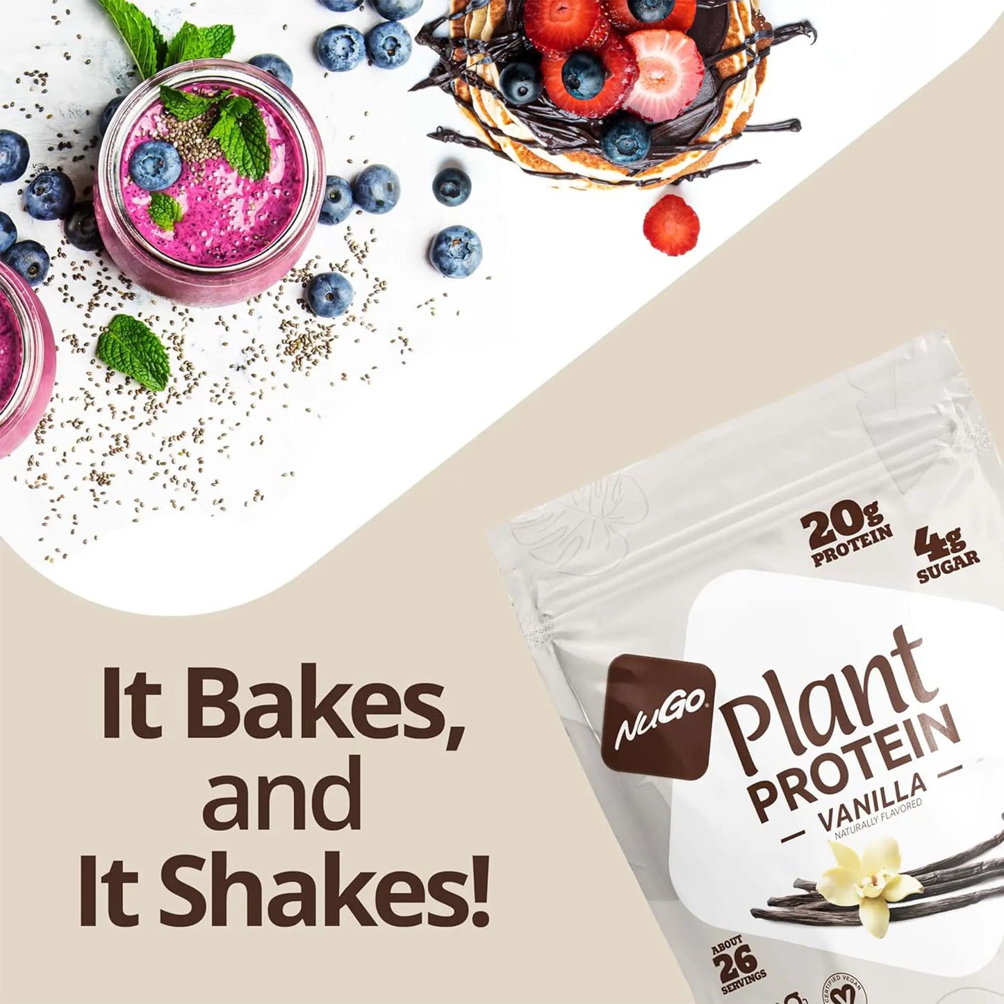 Indulge in Nutritious Goodness with Vanilla NuGo Plant Protein Powder - 20G Protein Per Serving!