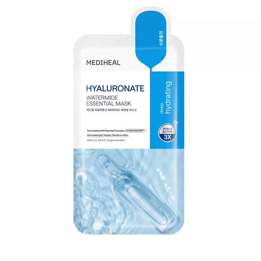 Hydrate and Nourish Your Skin with MEDIHEAL Essential Hyaluronate Watermide Mask - Paraben-Free & Unscented 0.81 Fl Oz