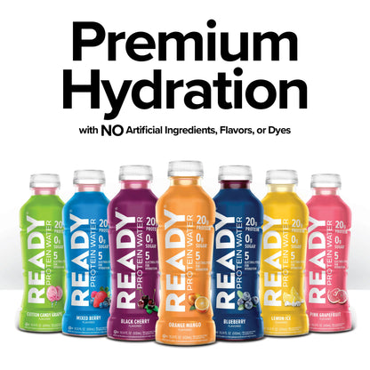 Introducing the Limited Edition Ready Protein Water - Mixed Berry Flavor, 12 Pack with 20g of Protein!