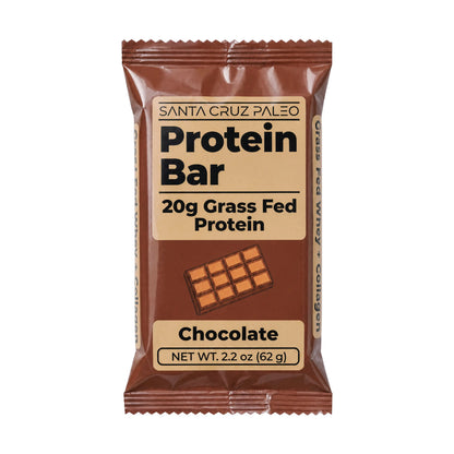 Indulge in Santa Cruz Paleo Chocolate Protein Bars - 20g of Grass-Fed Whey & Collagen Protein in Each Delicious Bar, Pack of 10 - A Wholesome High Protein Snack Sweetened Naturally with Wildflower Honey, Free from Seed Oils and Artificial Additives
