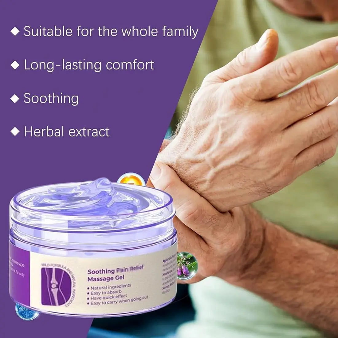 Ximonth 100G Pain Relief Massage Gel - Natural, Fast-Absorbing Soothing Gel for Joint Discomfort Relief