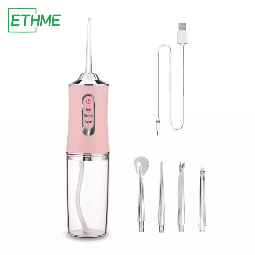 Revolutionize Your Oral Care with the Travel Dental 4-in-1 Rechargeable Water Flosser in Burst Pink - Cordless Convenience for Healthy Teeth!