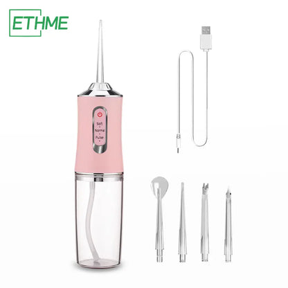 Revolutionize Your Oral Care with the Travel Dental 4-in-1 Rechargeable Water Flosser in Burst Pink - Cordless Convenience for Healthy Teeth!