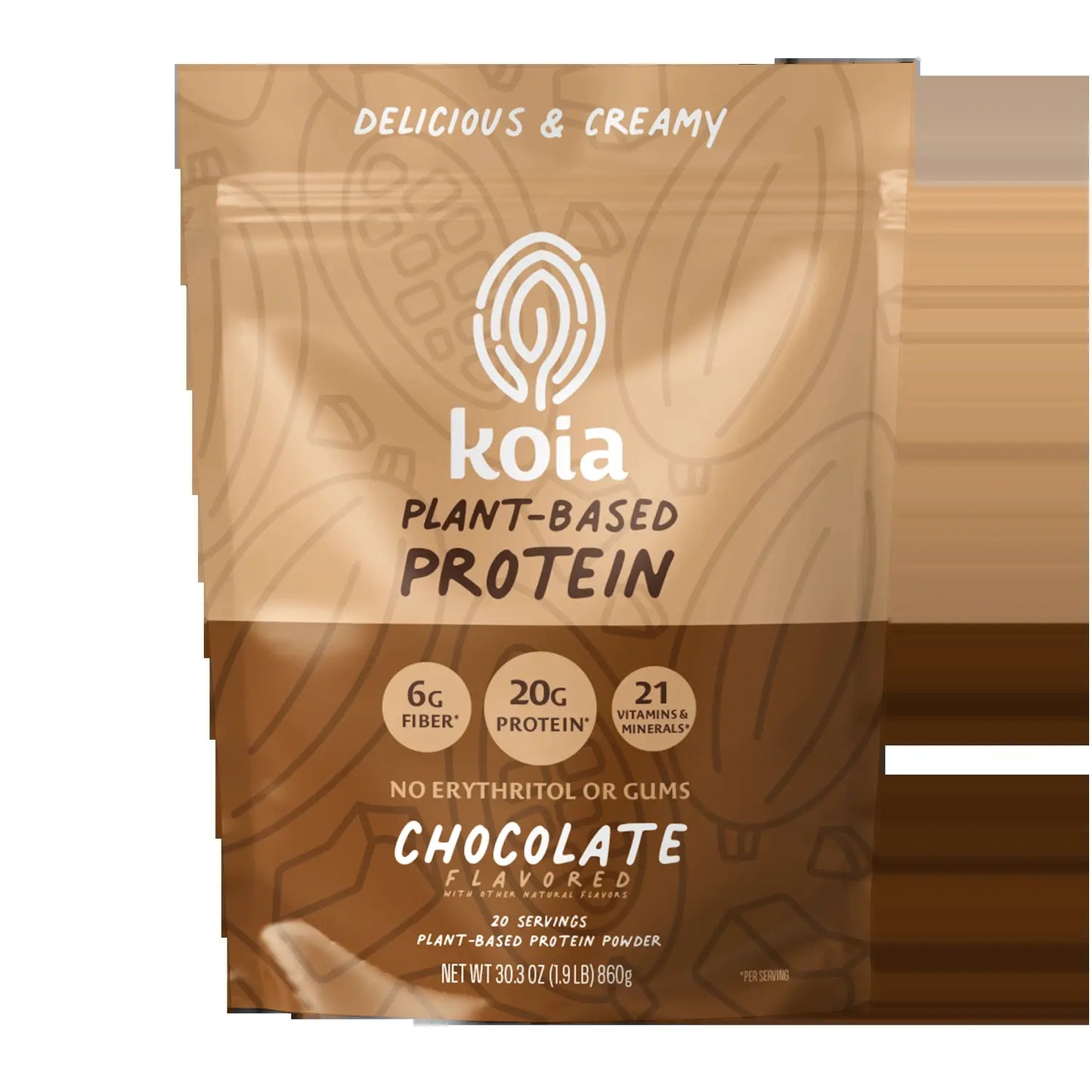 Indulge in Koia's Decadent Chocolate Plant-Based Protein Powder - 20G Protein, 6G Fiber, Packed with 21 Essential Vitamins & Minerals
