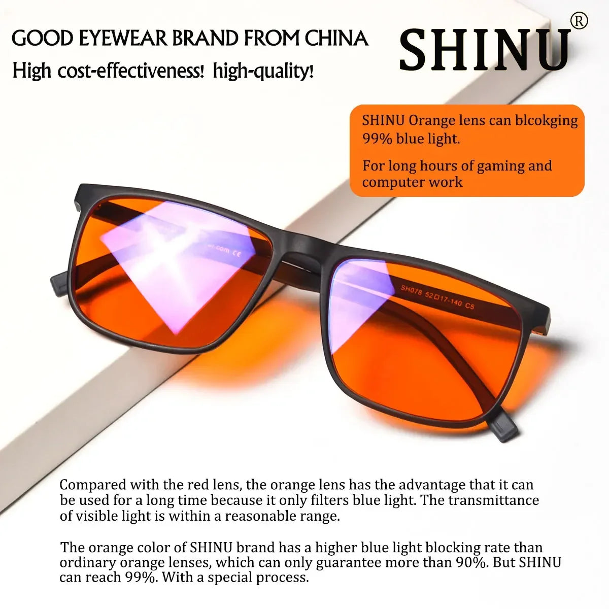 Brand Red Lenses Good Sleep Blue Light Blocking Glasses Men anti Green Light Eliminate Eye Strain Glasses Bluelight