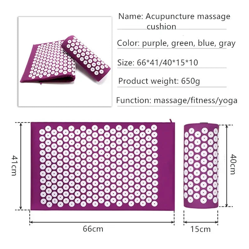 Revitalize Your Body with the Ultimate Acupressure Yoga Mat Set - Relieve Stress and Back Pain with Our Spike Fitness Cushion and Pillow!