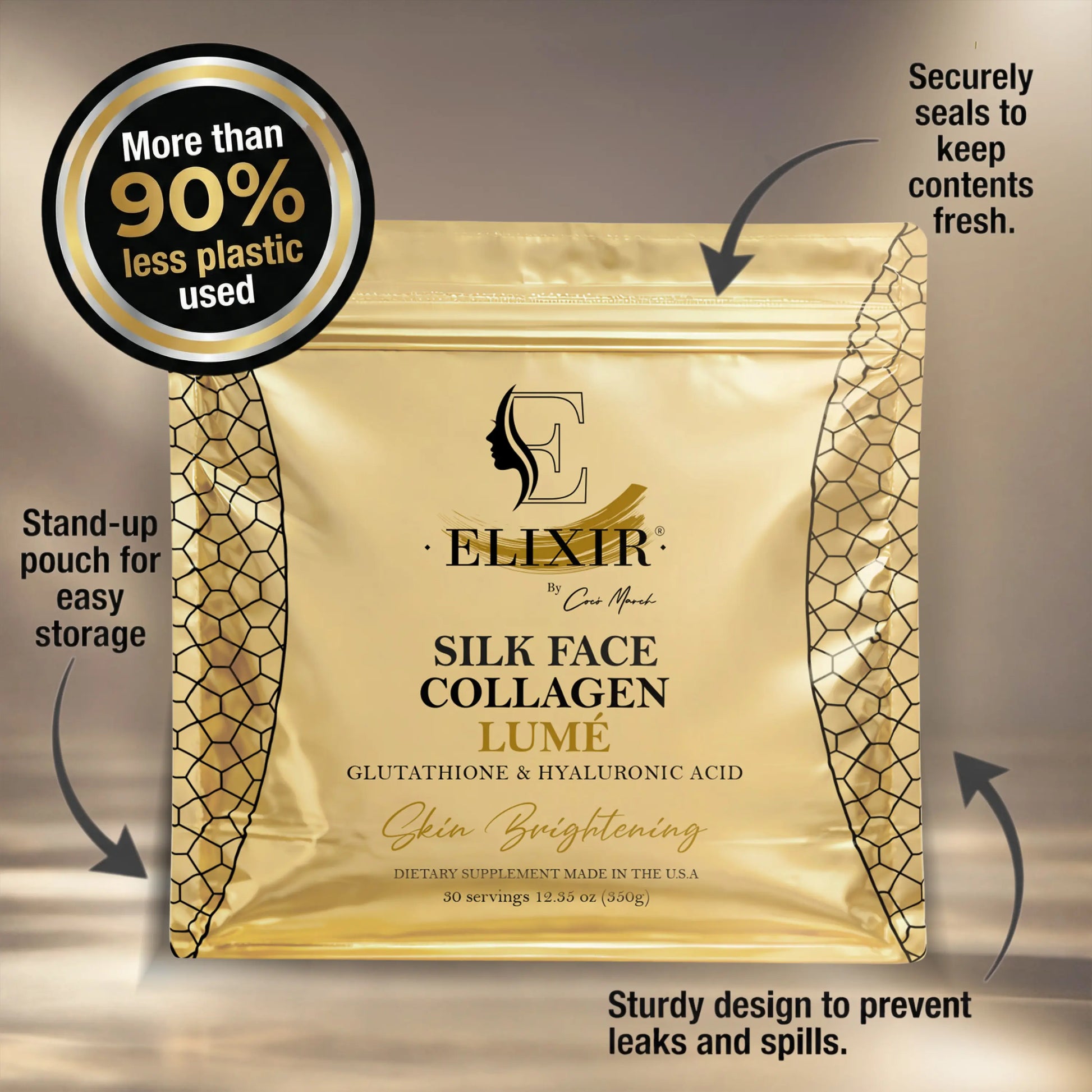 Elevate Your Radiance with Silk Face Collagen Lumé by Coco March – A Powerful Blend of Collagen, Glutathione, and Hyaluronic Acid for Youthful, Hydrated Skin – 20G Protein per Serving in a Convenient 12.35 Oz (350G) Format