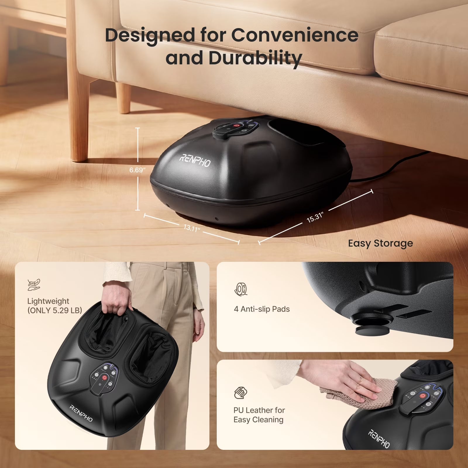 Revitalize Your Feet with the RENPHO Heated Shiatsu Foot Massager - Perfect for Pain Relief and Relaxation, Ideal Gift for Loved Ones