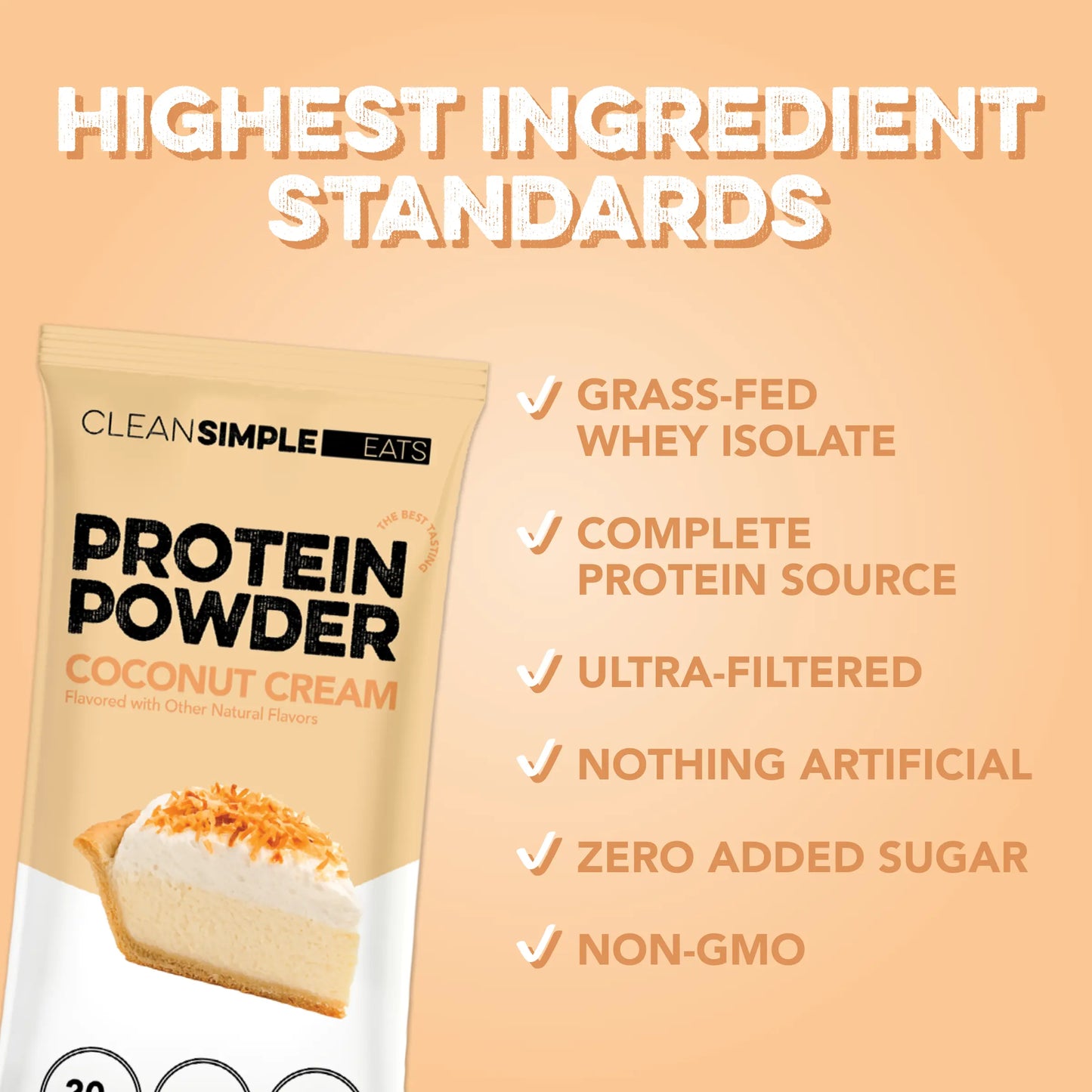 Indulge in Creamy Coconut Bliss: Grass-Fed Whey Protein Powder (10 Convenient Stick Packs)