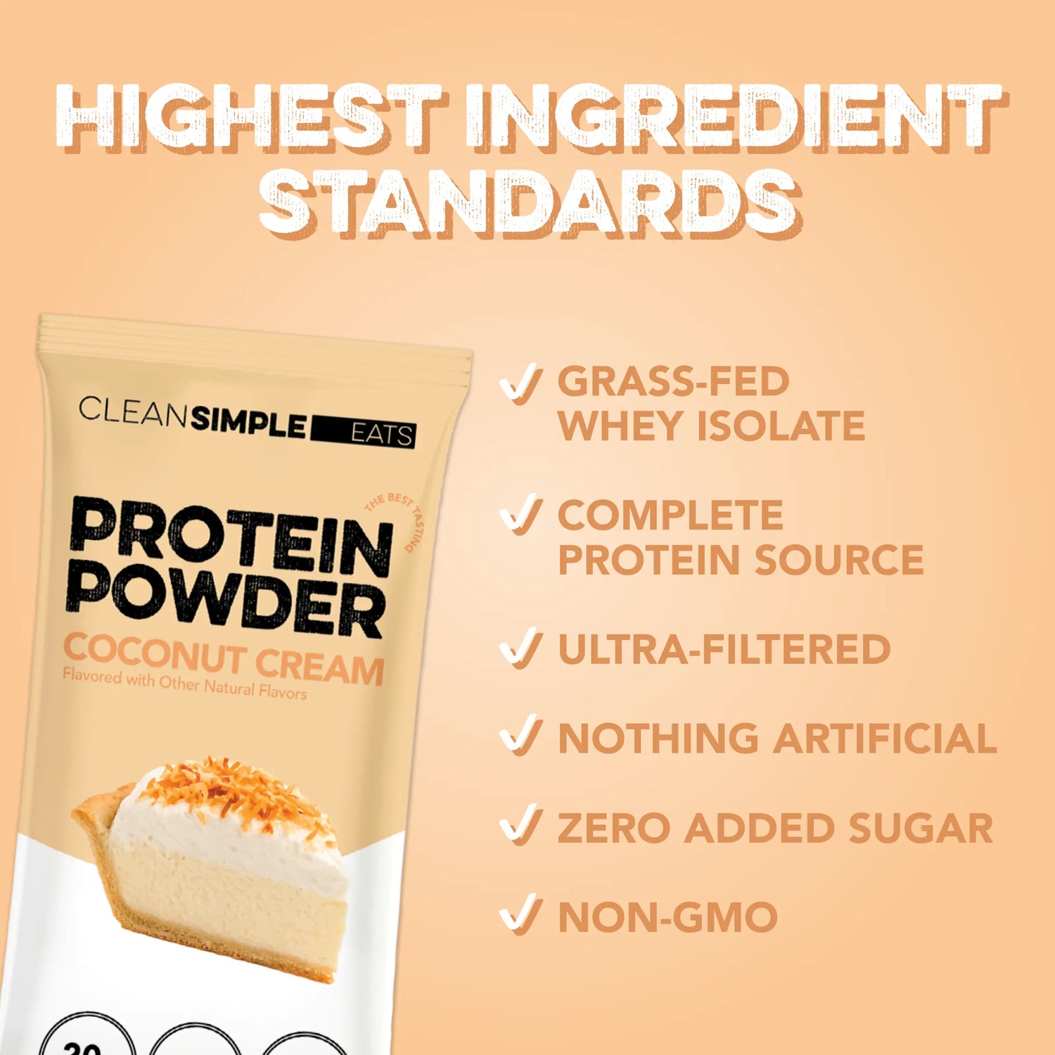 Indulge in Creamy Coconut Bliss: Grass-Fed Whey Protein Powder (10 Convenient Stick Packs)