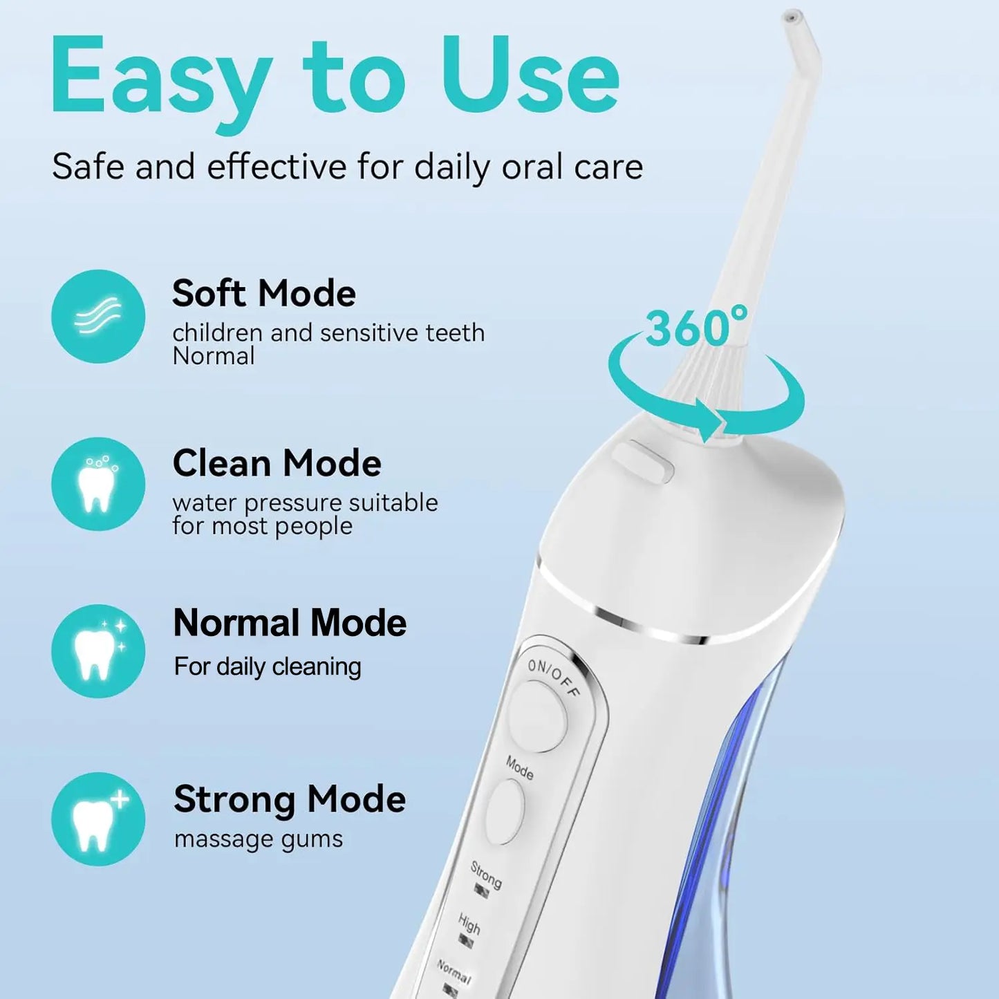 Ultimate Cordless Water Flosser for Youth: Portable Rechargeable Oral Irrigator with 4 Cleaning Modes & 5 Nozzles - Perfect for Braces and On-the-Go Dental Care!