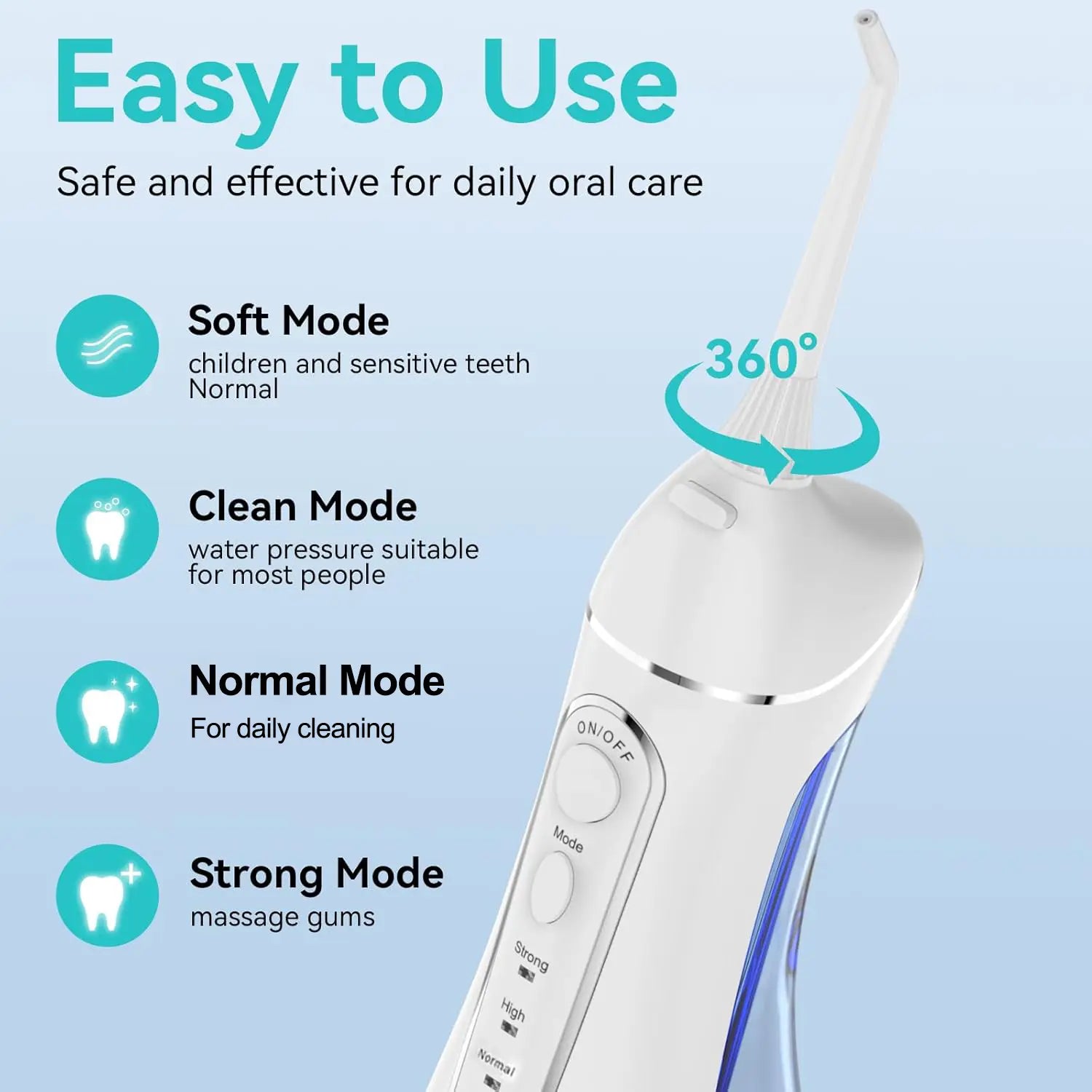 Ultimate Cordless Water Flosser for Youth: Portable Rechargeable Oral Irrigator with 4 Cleaning Modes & 5 Nozzles - Perfect for Braces and On-the-Go Dental Care!