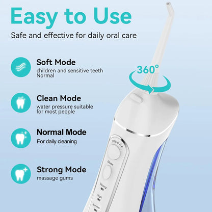 Ultimate Cordless Water Flosser for Youth: Portable Rechargeable Oral Irrigator with 4 Cleaning Modes & 5 Nozzles - Perfect for Braces and On-the-Go Dental Care!
