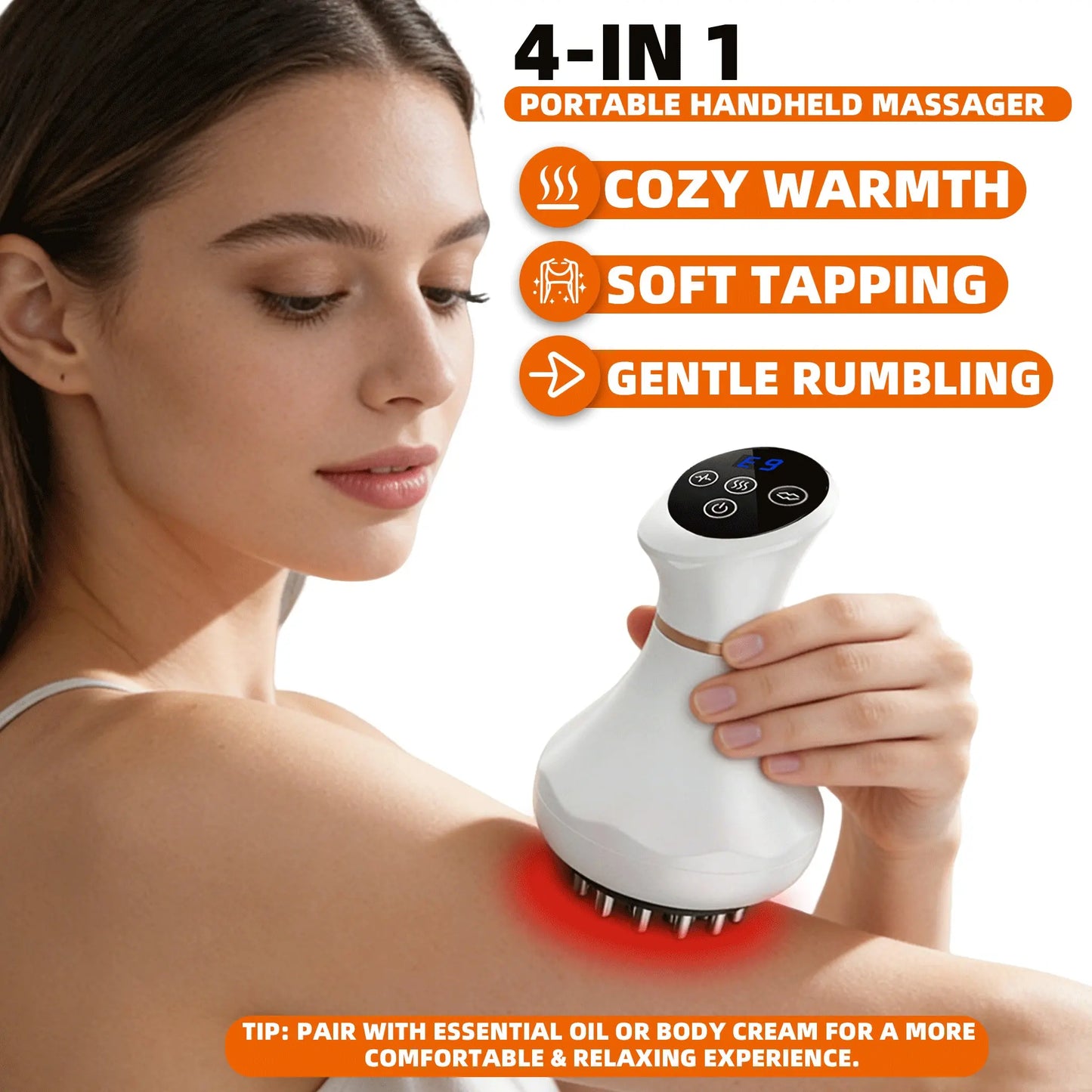 Revolutionary Portable Electric Heating Massage Brush - 1200mAh Battery, USB Rechargeable, 9 Modes for Ultimate Relaxation