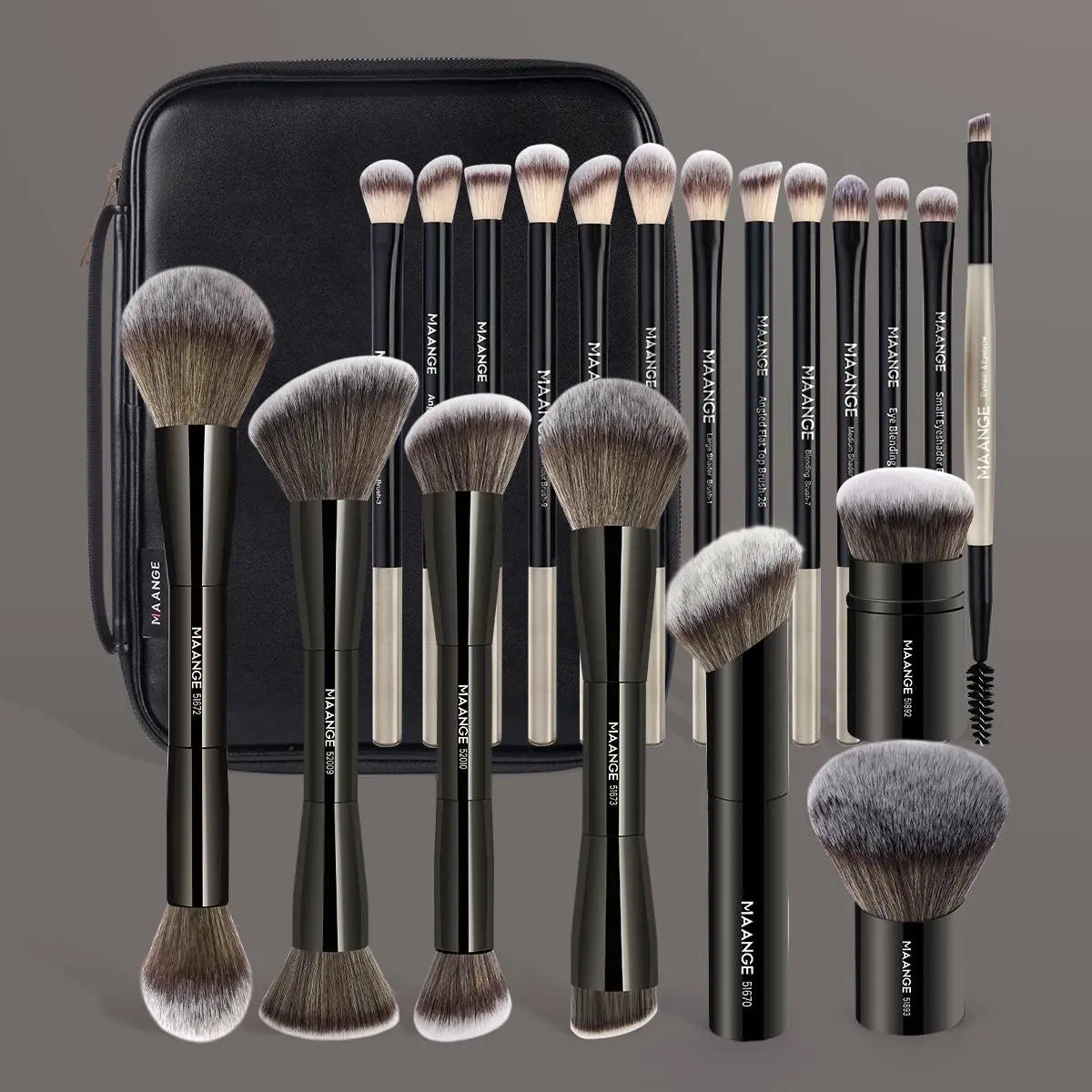 Ultimate 20-Piece Makeup Brush Set with Stylish Storage Bag - Professional Quality Aluminum Brushes for Women & Girls