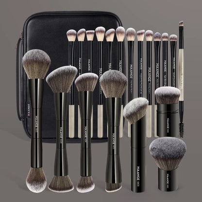 Ultimate 20-Piece Makeup Brush Set with Stylish Storage Bag - Professional Quality Aluminum Brushes for Women & Girls