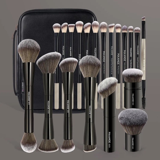 Ultimate 20-Piece Makeup Brush Set with Stylish Storage Bag - Professional Quality Aluminum Brushes for Women & Girls