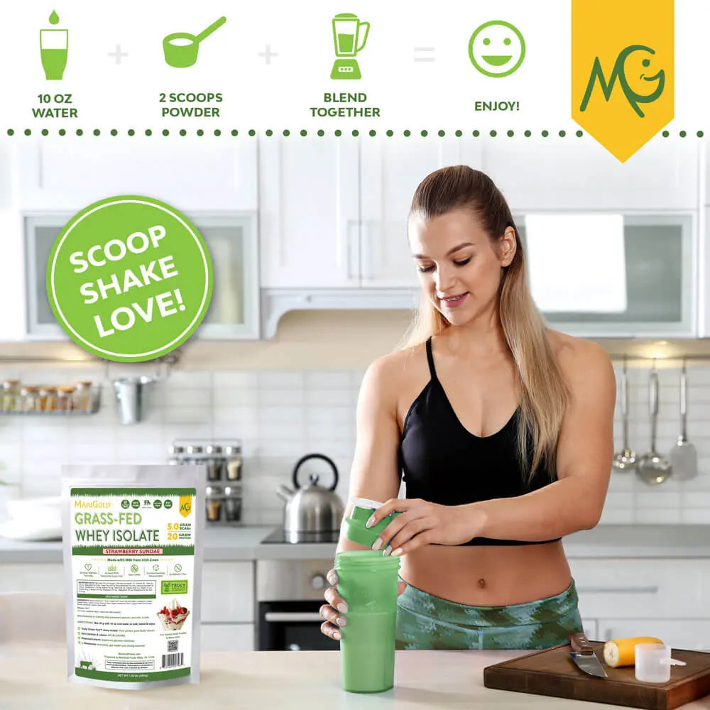 Indulge in the Creamy Delight of Marigold Grass-Fed Strawberry Sundae Whey Protein Isolate - 1Lb of Pure Nutrition!