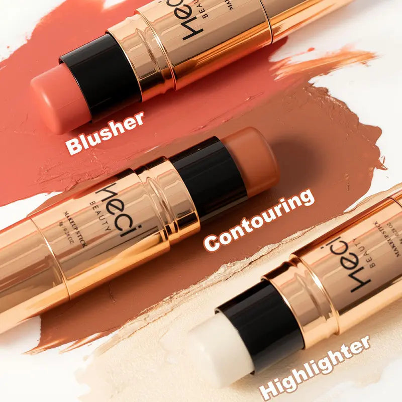3 Pack Contour Stick Set, Face Shaping & Contouring Stick with Highlighter Blush Bronzer for Sculpt the Cheeks Nose Jawline, Blendable Long Lasting Makeup Stick ，Natural Finish