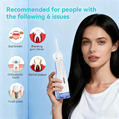 Ultimate Cordless Water Flosser for Youth: Portable Rechargeable Oral Irrigator with 4 Cleaning Modes & 5 Nozzles - Perfect for Braces and On-the-Go Dental Care!