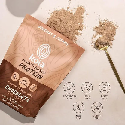 Indulge in Koia's Decadent Chocolate Plant-Based Protein Powder - 20G Protein, 6G Fiber, Packed with 21 Essential Vitamins & Minerals