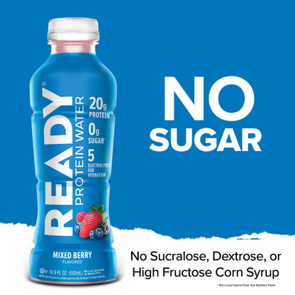 Introducing the Limited Edition Ready Protein Water - Mixed Berry Flavor, 12 Pack with 20g of Protein!