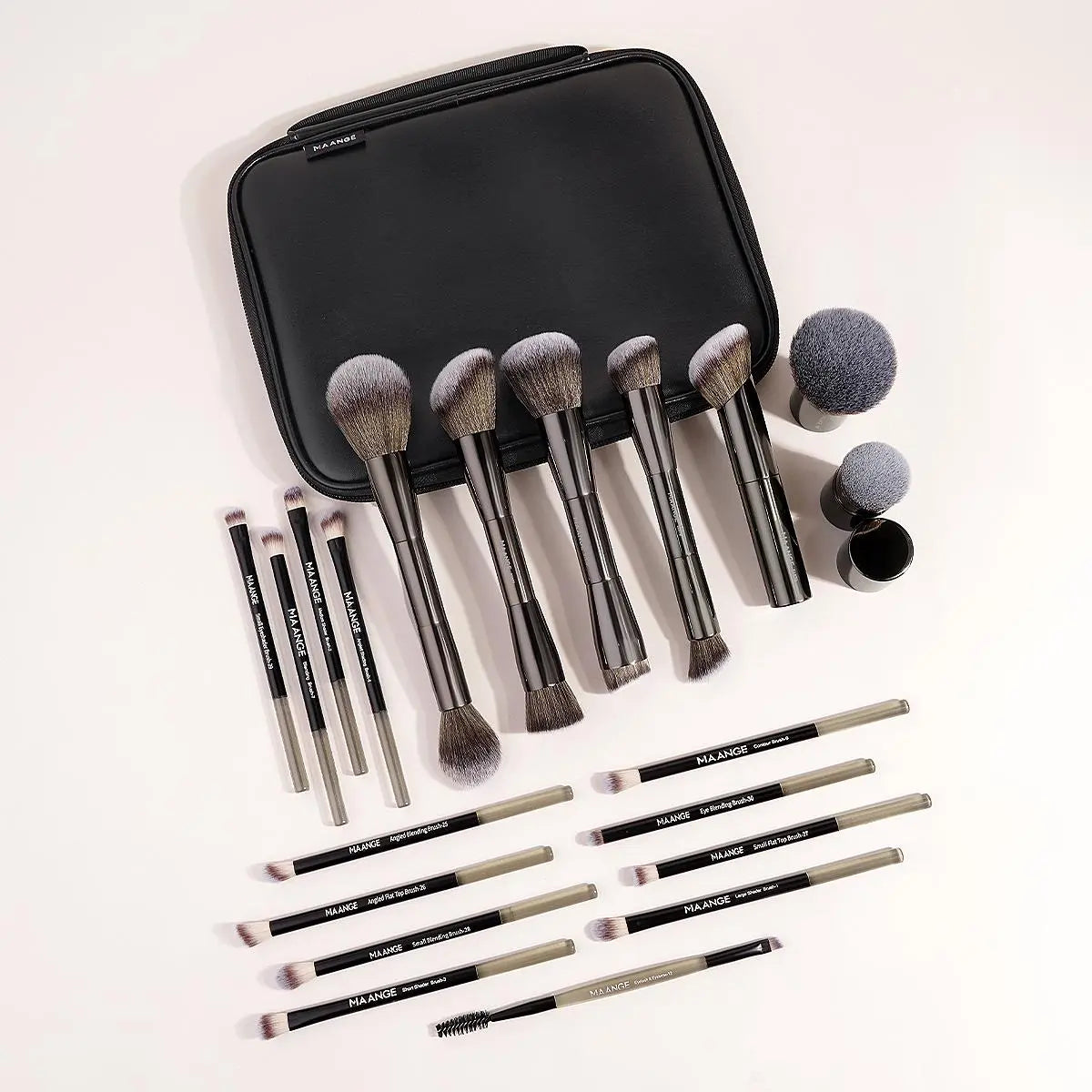Ultimate 20-Piece Makeup Brush Set with Stylish Storage Bag - Professional Quality Aluminum Brushes for Women & Girls