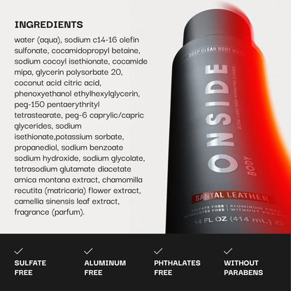 ONSIDE Deep Clean Body Wash | Removes Sweat, Dirt & Buildup | Maintains Skin Balance, Soothes & Refreshes | Dermatologist Tested + Sulfate, Paraben & Phthalate Free