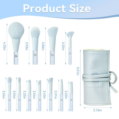Elevate Your Beauty Routine with the Blueberry Frost 11-Piece Mini Makeup Brush Set & Chic Brush Bag