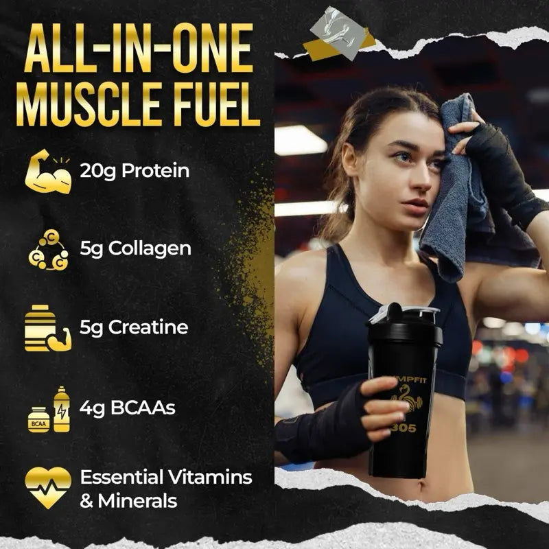PumpFit 305 Protein Powder - Ultimate All-in-One Dietary Supplement with Grass-Fed Beef, Collagen, and Essential Vitamins for Peak Performance