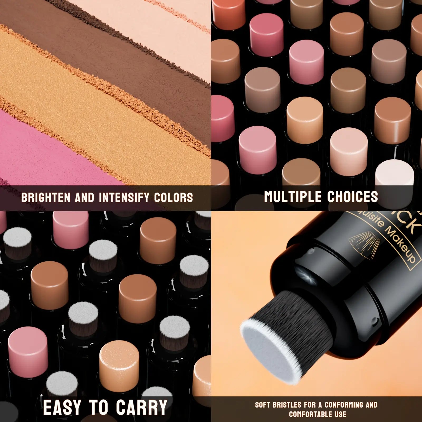 2 Pcs 3-In-1 Cream Blush Contour Highlighter Stick for Cheeks Eyes Lips Lightweight Dewyfinish Blush Stick Waterproof Long Lasting Contour Stick Trio Wand Face Makeup Setfor Girls and Women,Valentine'S Day Gift