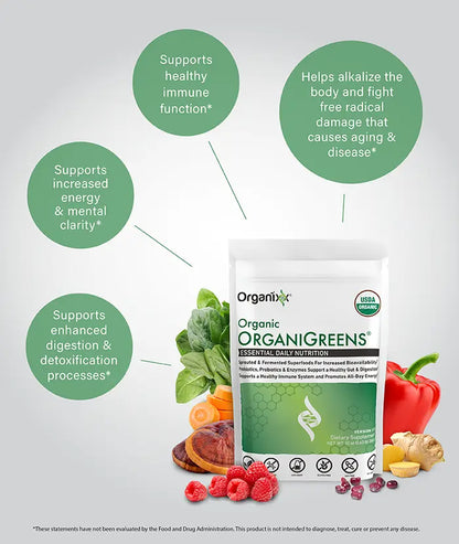 Elevate Your Health with Organixx Greens Superfood Powder - Organic, Gluten-Free, Vegan, and Packed with Probiotics and Digestive Enzymes for Ultimate Wellness!