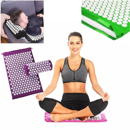 Revitalize Your Body with the Ultimate Acupressure Yoga Mat Set - Relieve Stress and Back Pain with Our Spike Fitness Cushion and Pillow!