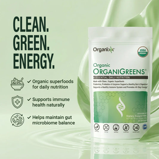 Elevate Your Health with Organixx Greens Superfood Powder - Organic, Gluten-Free, Vegan, and Packed with Probiotics and Digestive Enzymes for Ultimate Wellness!