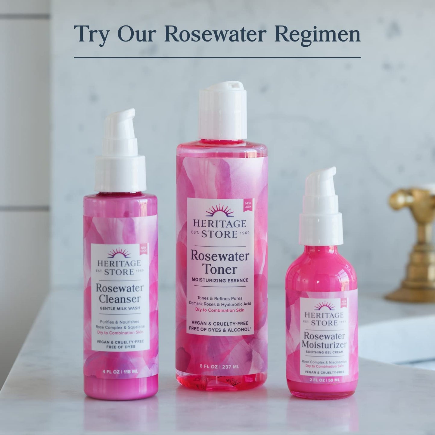 Rosewater Facial Toner with Hyaluronic Acid, 8Oz