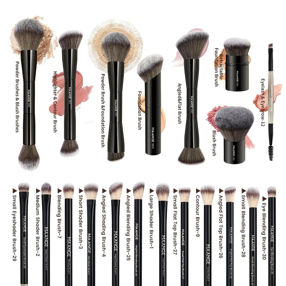 Ultimate 20-Piece Makeup Brush Set with Stylish Storage Bag - Professional Quality Aluminum Brushes for Women & Girls