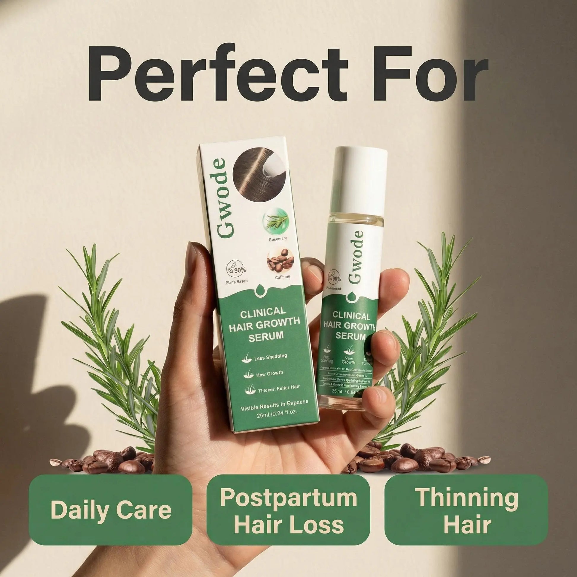 Revitalize Your Hair with Gwode Rosemary Plant Hair Growth Scalp Serum - Unisex Daily Essence for Thicker, Healthier Hair