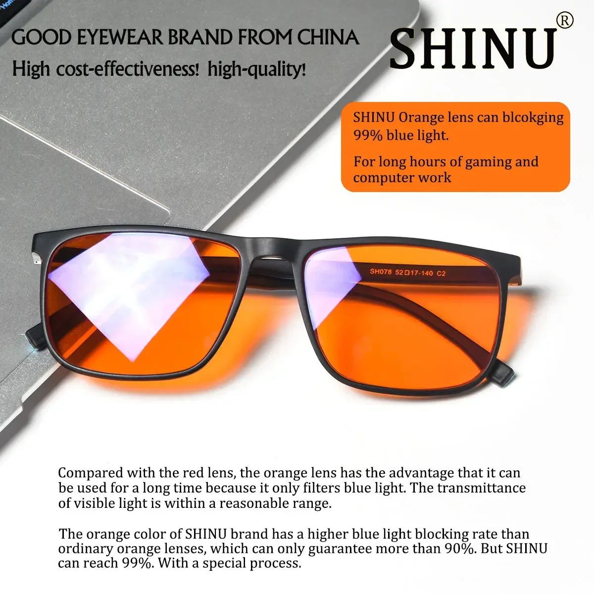 Brand Red Lenses Good Sleep Blue Light Blocking Glasses Men anti Green Light Eliminate Eye Strain Glasses Bluelight