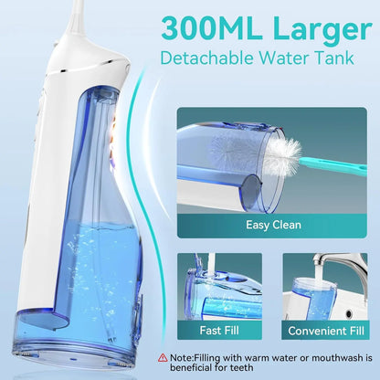 Ultimate Cordless Water Flosser for Youth: Portable Rechargeable Oral Irrigator with 4 Cleaning Modes & 5 Nozzles - Perfect for Braces and On-the-Go Dental Care!