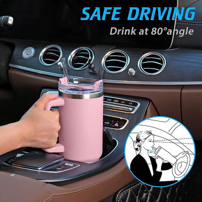 Stay Hydrated in Style with the 40Oz Pink Insulated Tumbler - Perfect for Iced Coffee and More!