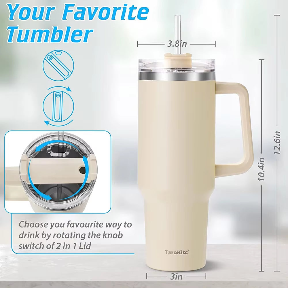 Stay Hydrated in Style with the 40Oz Pink Insulated Tumbler - Perfect for Iced Coffee and More!