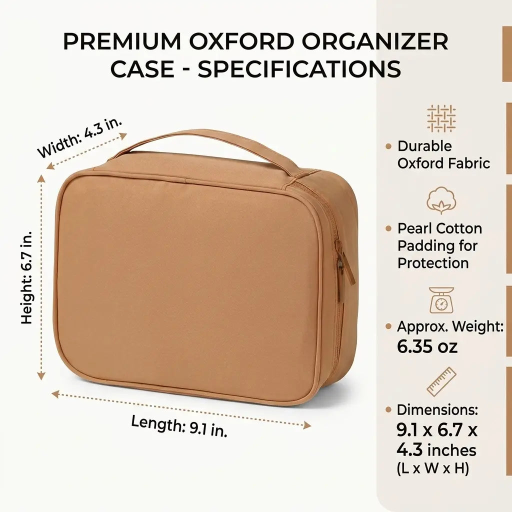 Stylish Unisex Oxford Cloth Make-Up Bag - Travel-Friendly Zippered Cosmetic Organizer with Adjustable Dividers and Multiple Compartments