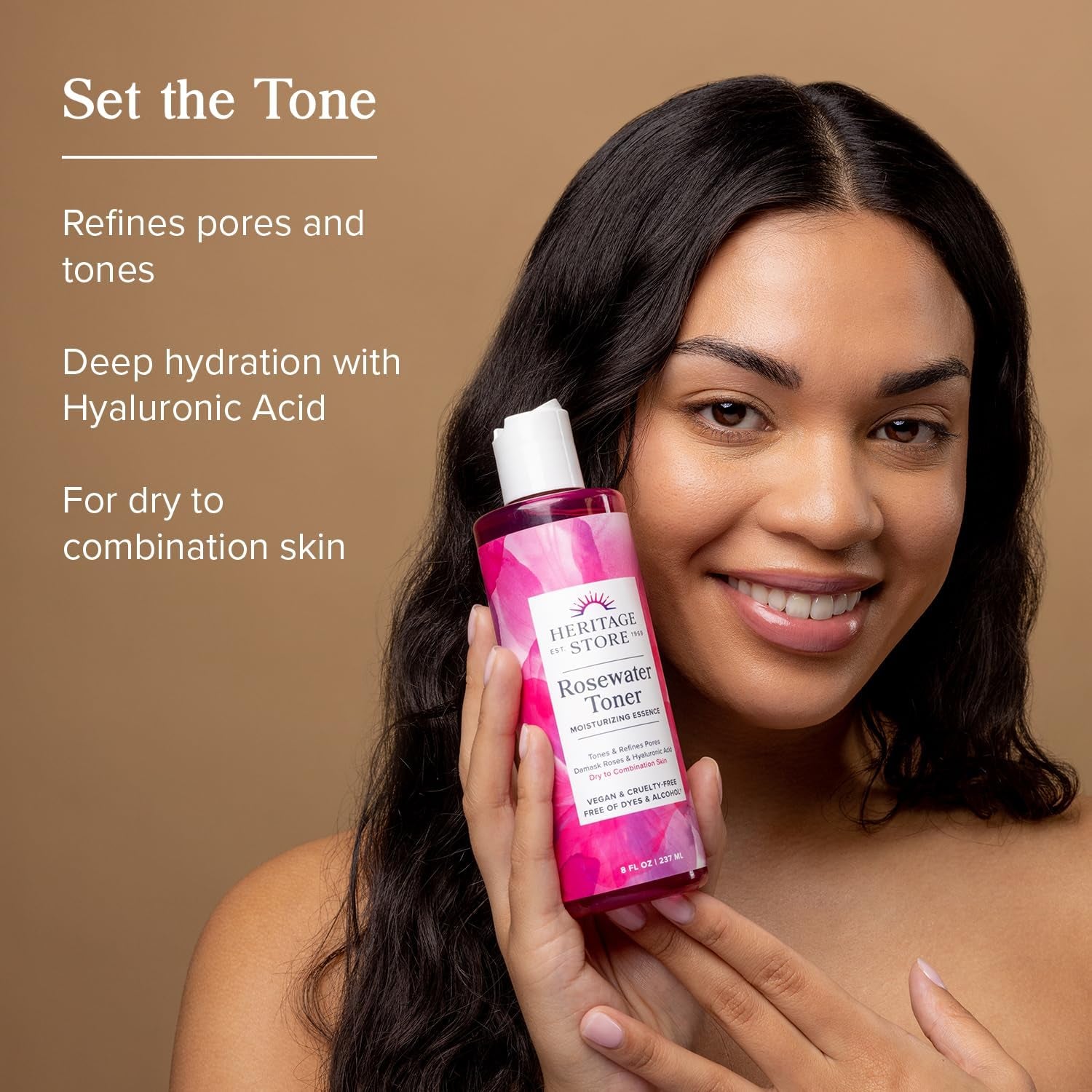 Rosewater Facial Toner with Hyaluronic Acid, 8Oz