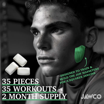 Transform Your Jawline with JAWCO Ultra-Tough Energy Chewing Gum | 30mg Caffeine & B Vitamins | Sugar-Free Watermelon Flavor | 35 Pieces for Daily Jaw Training