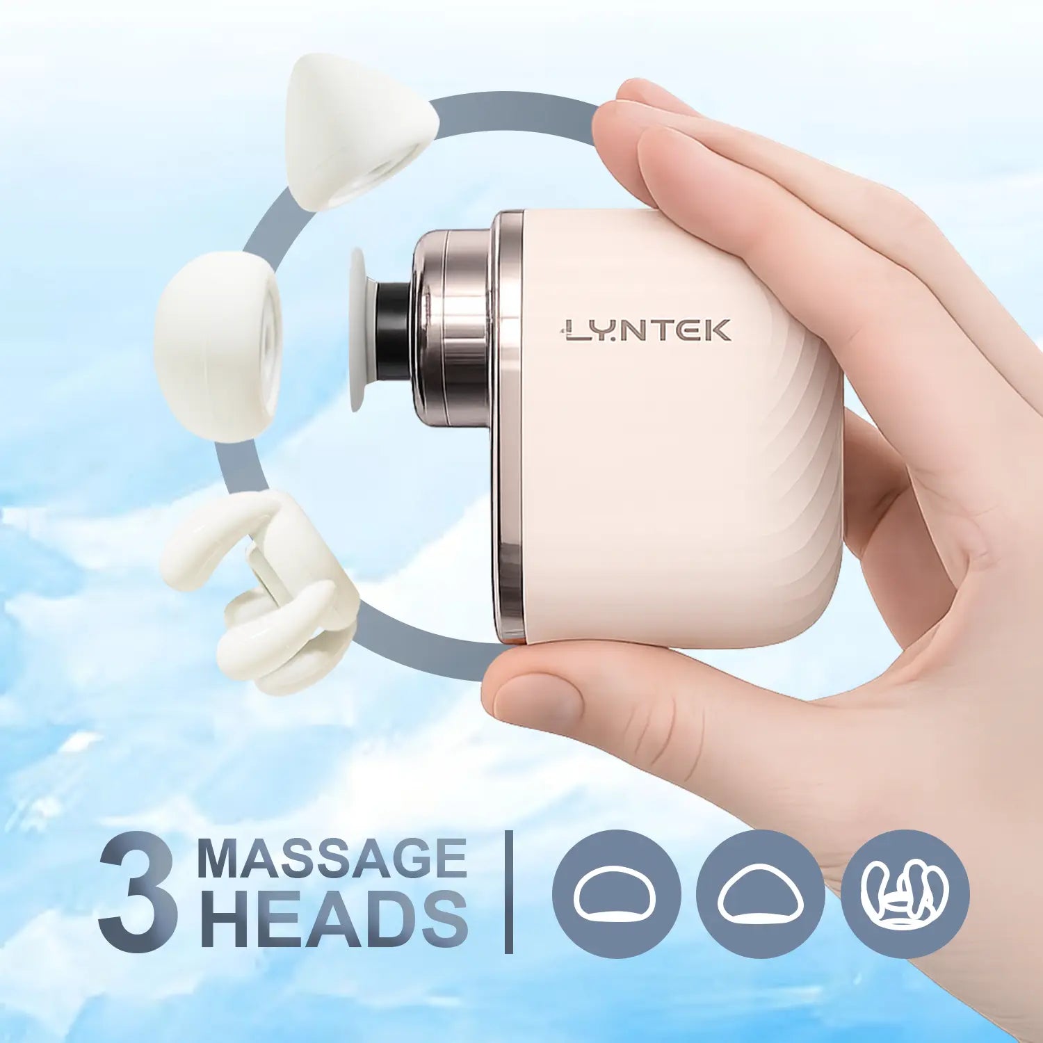 Lyntek Compact Mini Massage Gun - Lightweight Vibratory Selfcare Massager, Precision Brushless Cordless Battery-Operated Device, 5 Speed Settings, 3 Replaceable Heads for Home, Gym Portable Pain Relief