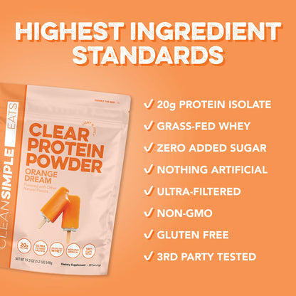 Indulge in Orange Dream Clear Protein Powder - 20 Servings of Creamy, Grass-Fed Goodness