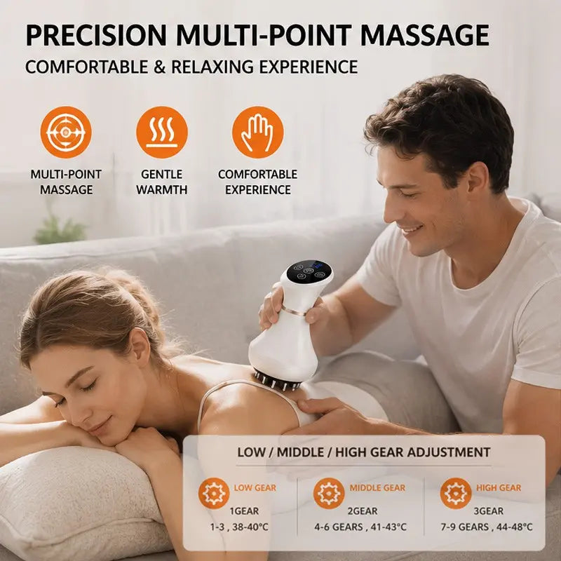 Revolutionary Portable Electric Heating Massage Brush - 1200mAh Battery, USB Rechargeable, 9 Modes for Ultimate Relaxation